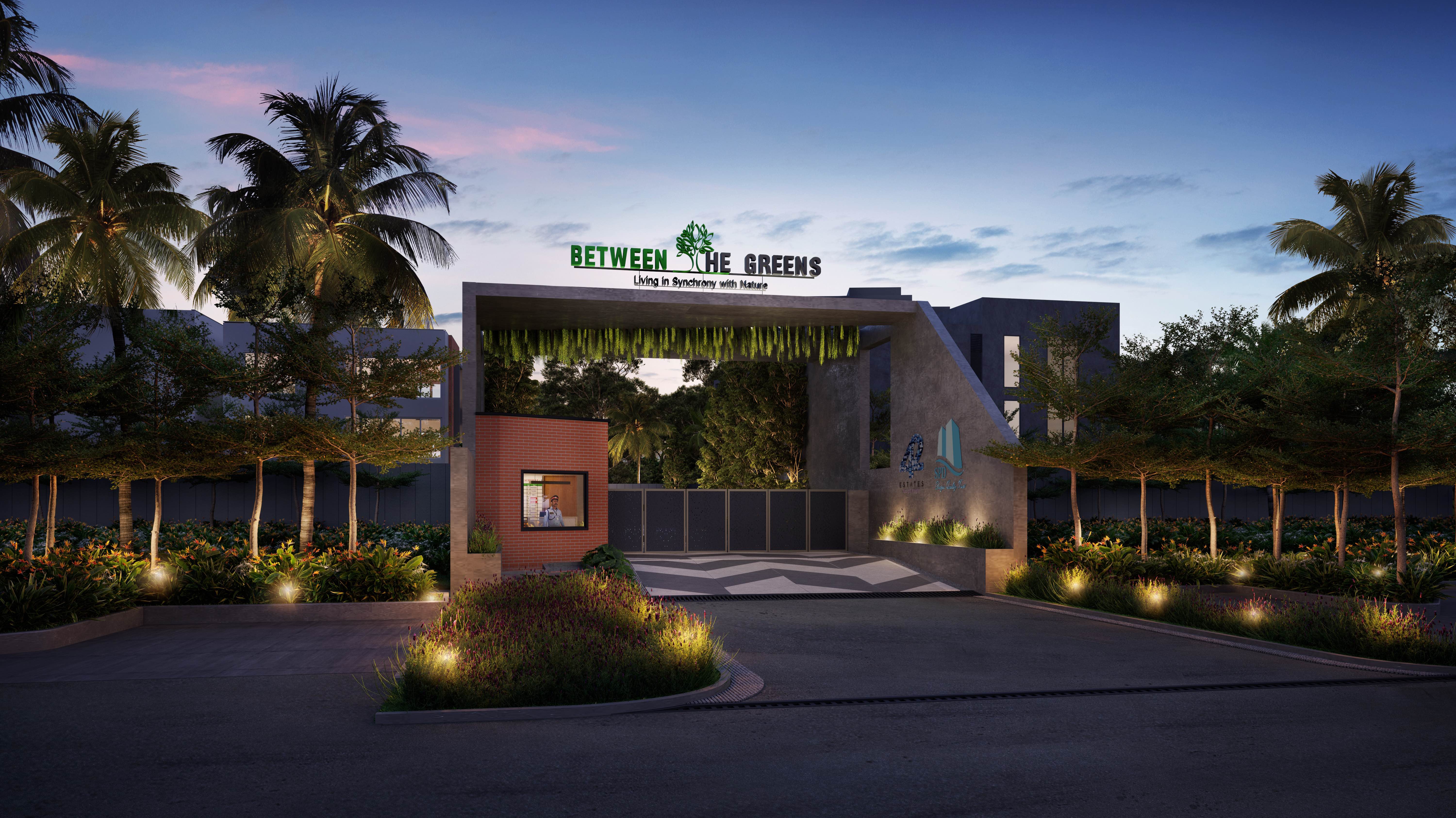 Modern residential buildings with distinctive architecture