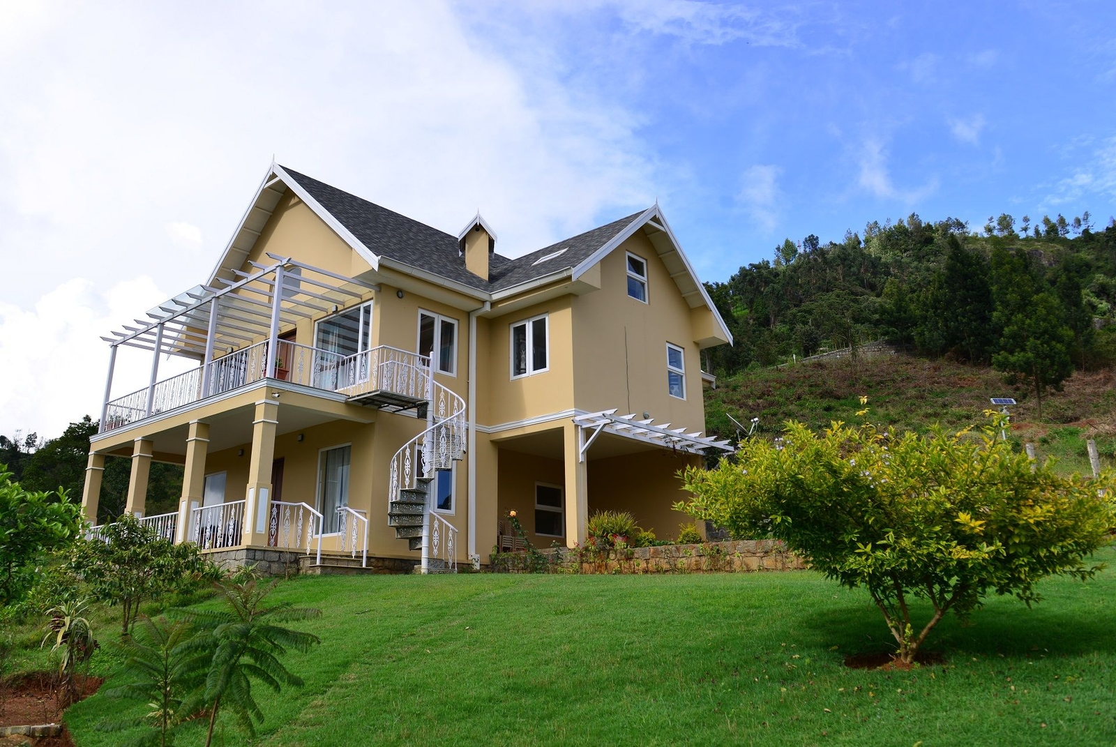 Modern residential buildings with distinctive architecture