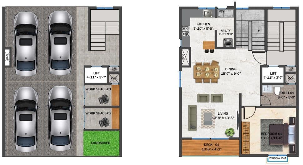 A1 A1 Ground & First Floor Plan