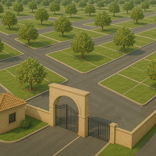 Modern residential buildings with distinctive architecture