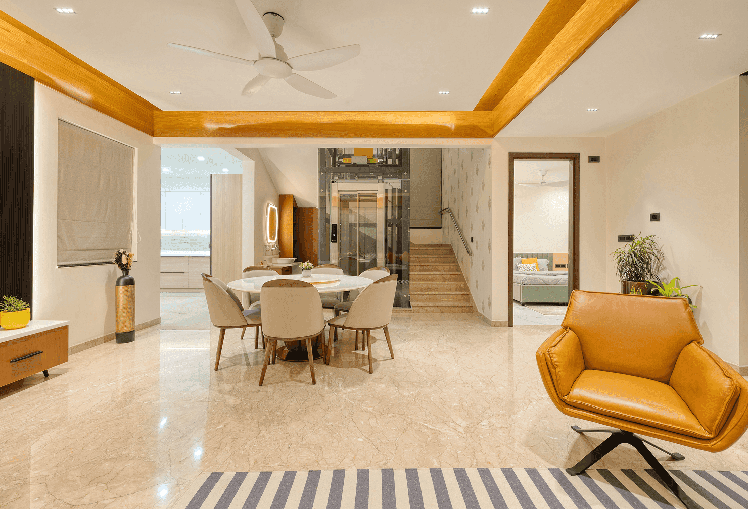 Modern residential buildings with distinctive architecture