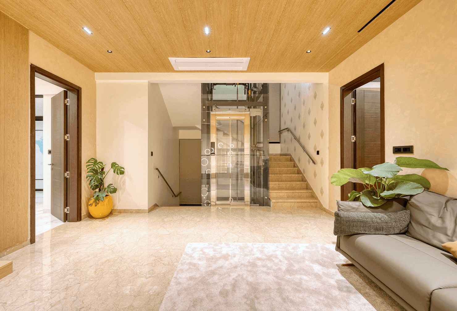 Modern residential buildings with distinctive architecture