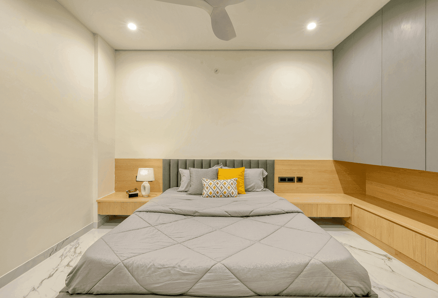 Modern residential buildings with distinctive architecture