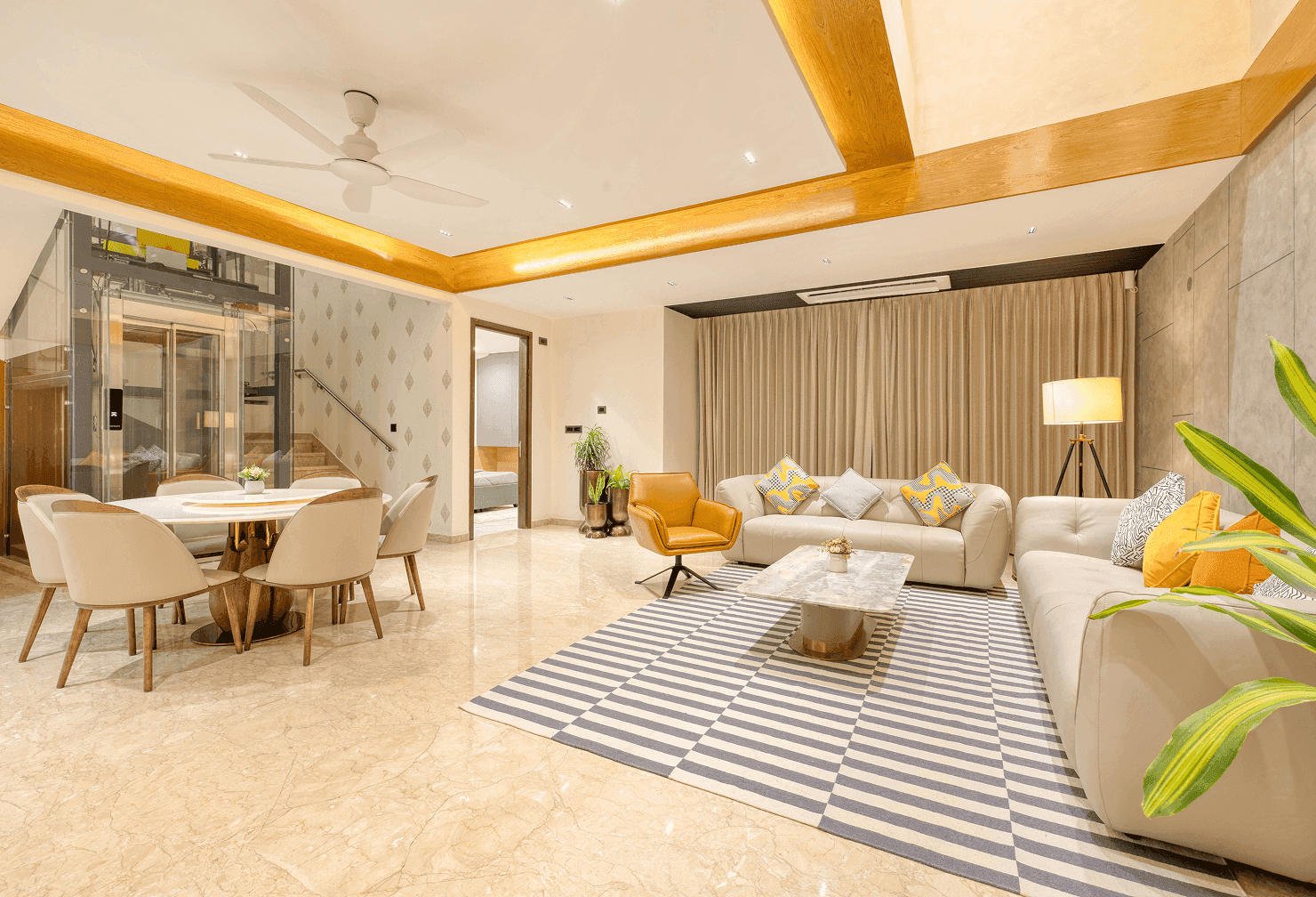 Modern residential buildings with distinctive architecture