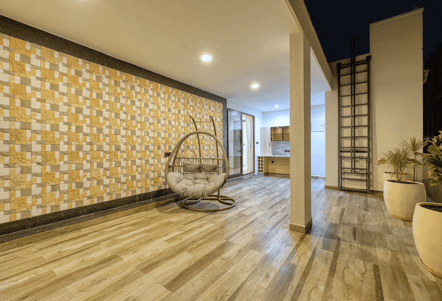 Modern residential buildings with distinctive architecture